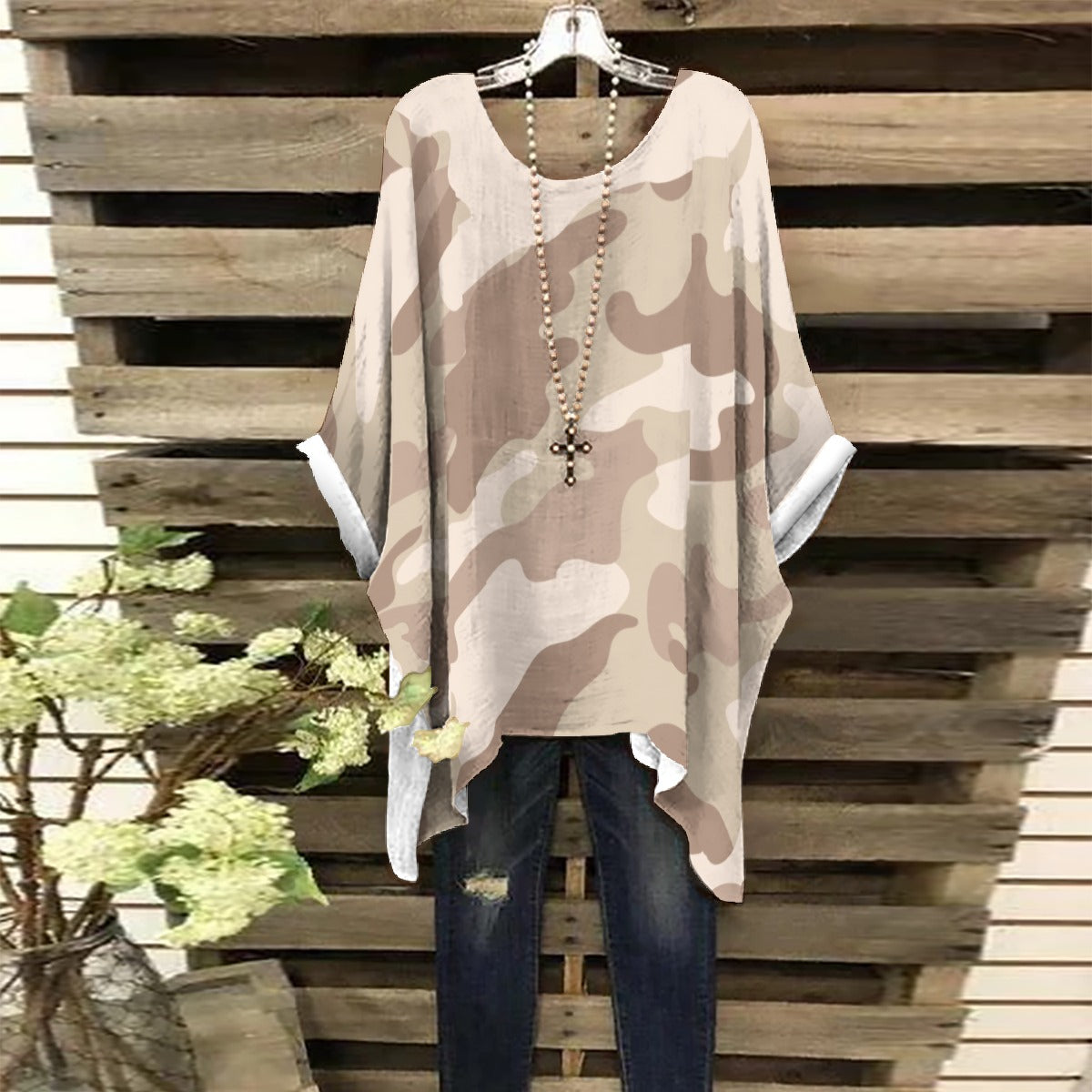 Bat Sleeve Shirt | Desert Brown Camo Print