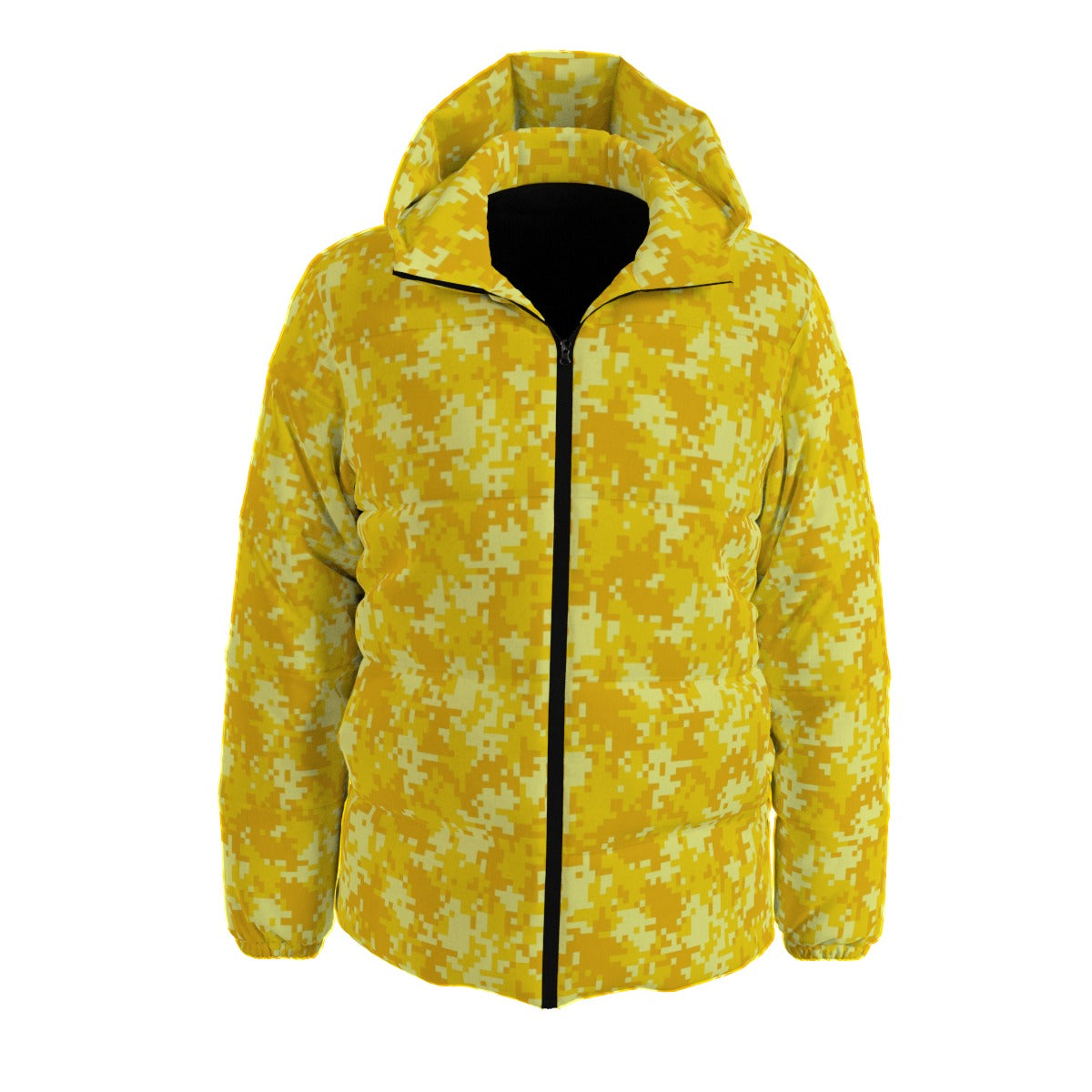 Yellow Down Jacket | Pixel Camo Puffer