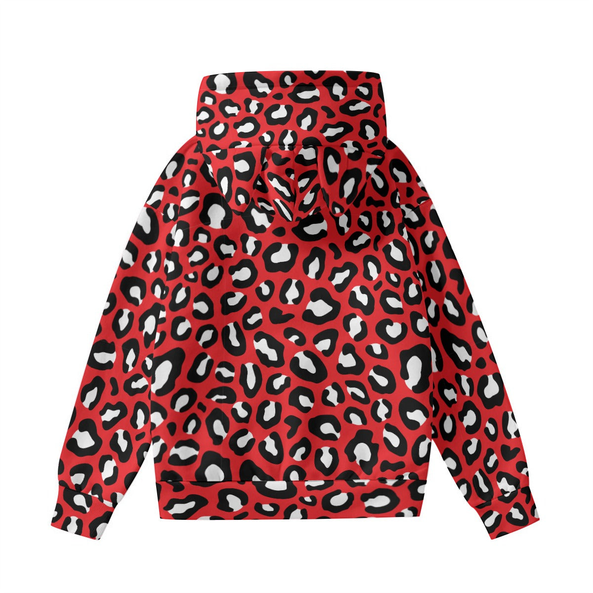 Leopard Hoodie With Cat's Ears | Red, Black and White