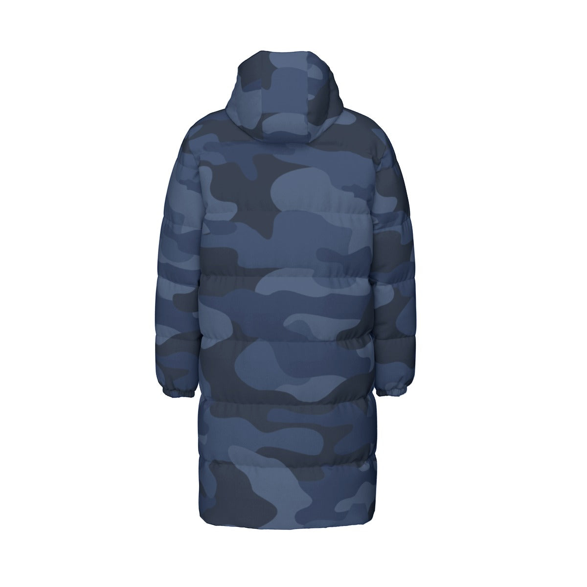 Long Puffer Coat | Unisex | Deep Blue Camouflage