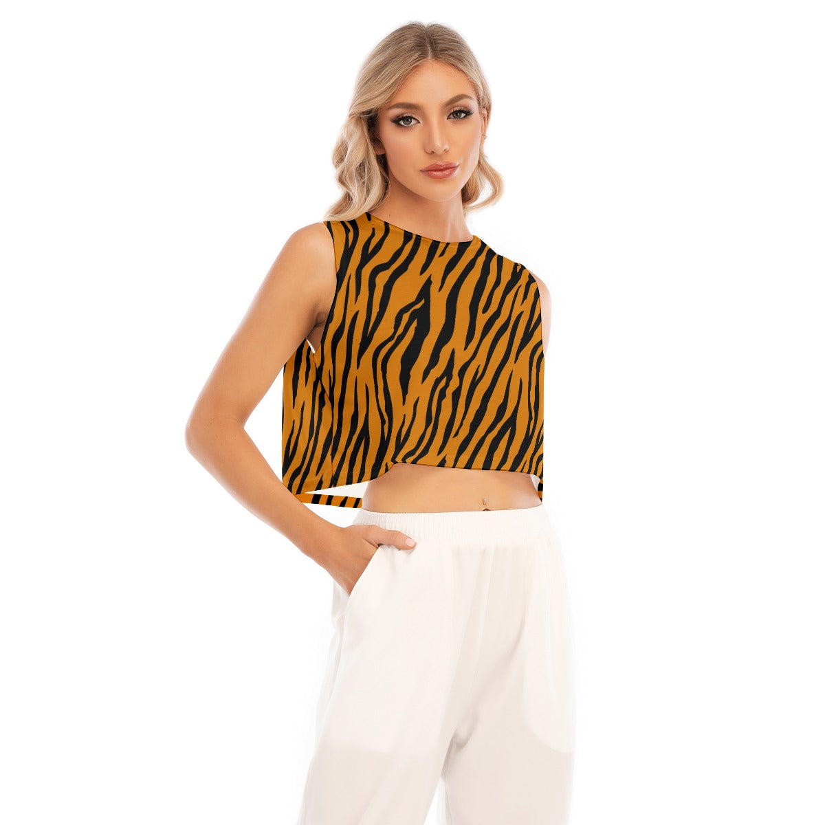 Tiger Crop Top | Orange Print | Sleeveless