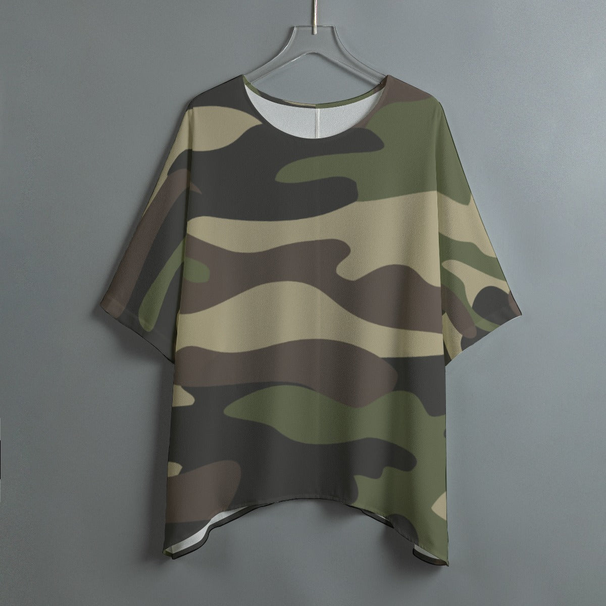 Bat Sleeve Shirt | Classic Green Camo Print