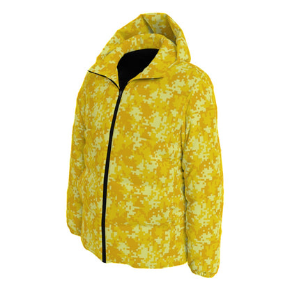 Yellow Down Jacket | Pixel Camo Puffer