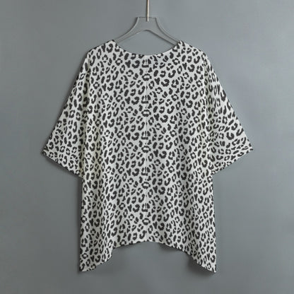 Bat Sleeve Shirt | Black and White Leopard Print