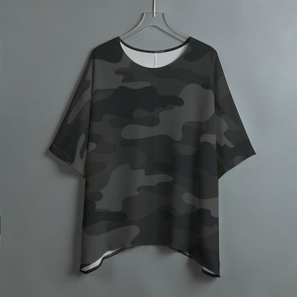 Bat Sleeve Shirt | Black Camo Print