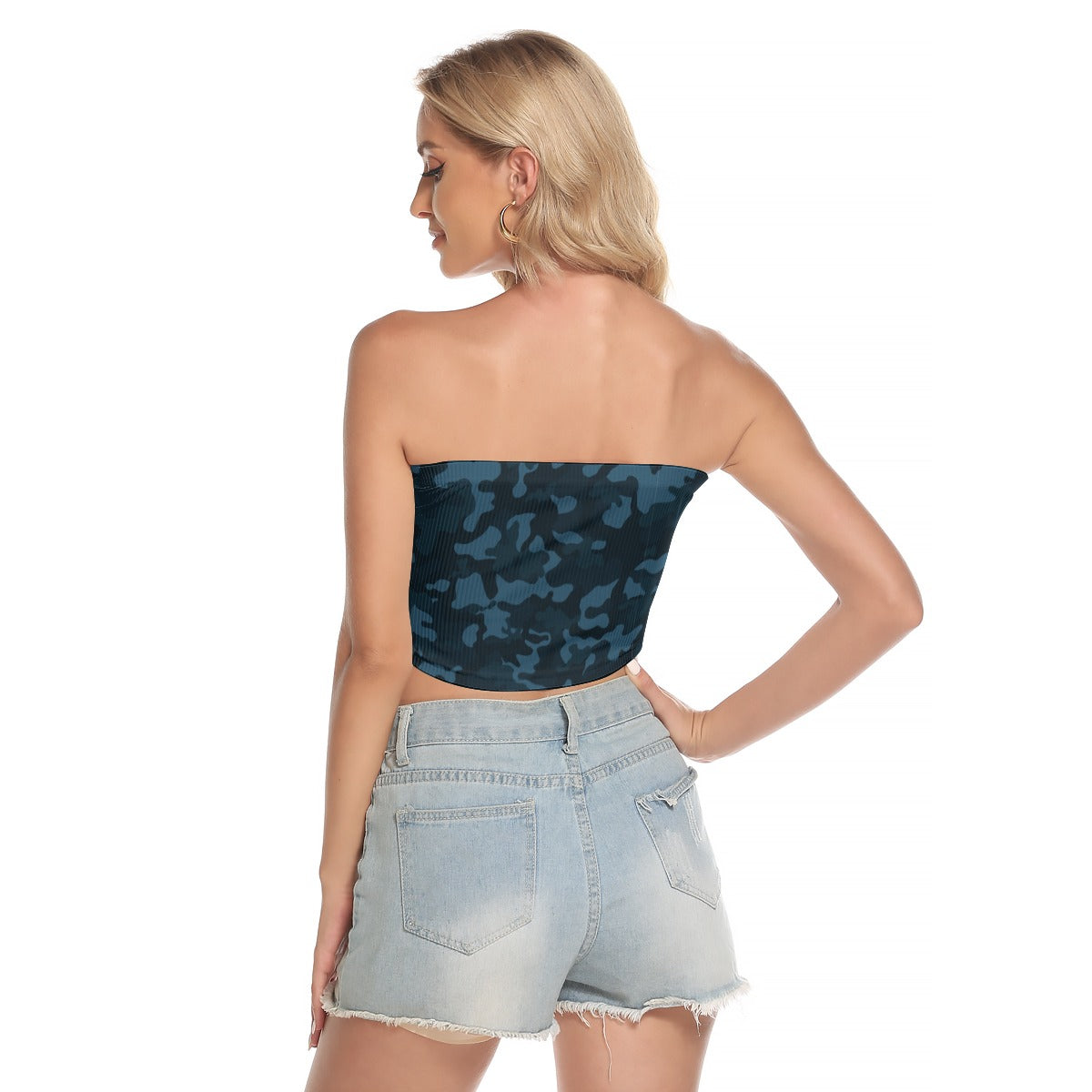 Tube Top | Dark Blue Camo Strapless