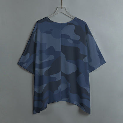 Bat Sleeve Shirt | Deep Blue Camo Print