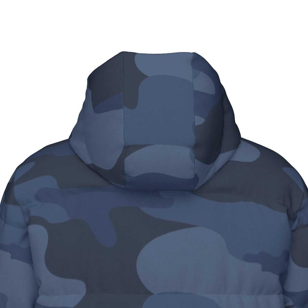 Long Puffer Coat | Unisex | Deep Blue Camouflage