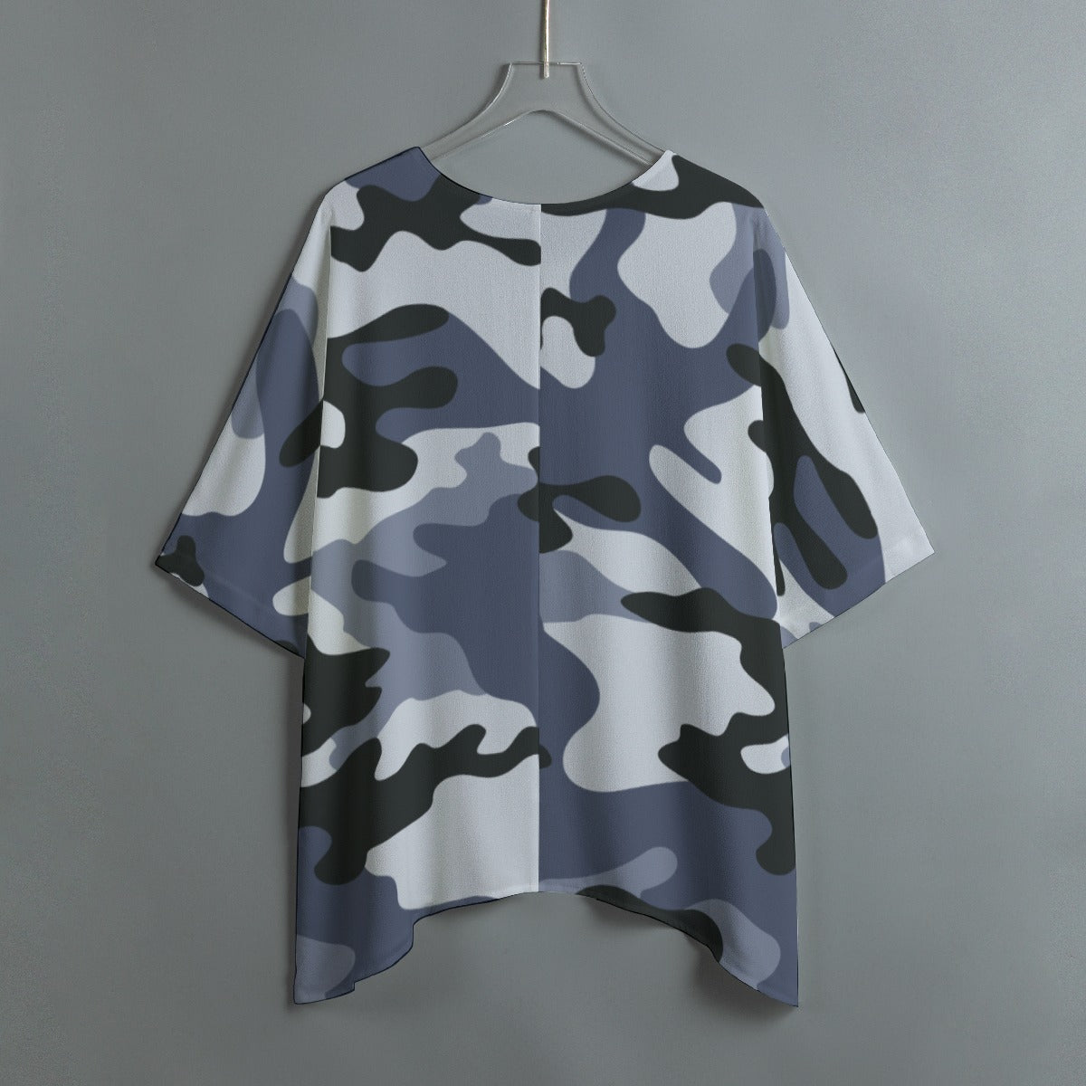 Bat Sleeve Shirt | Light Blue Camo Print