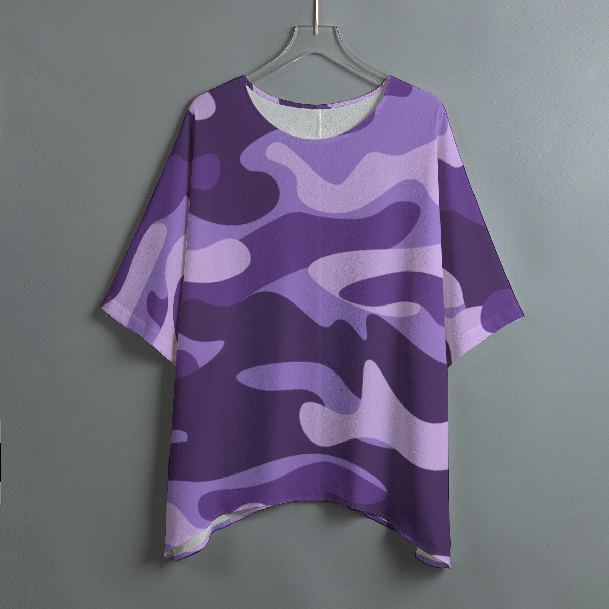 Bat Sleeve Shirt | Purple, Blue and Mauve Camo Print