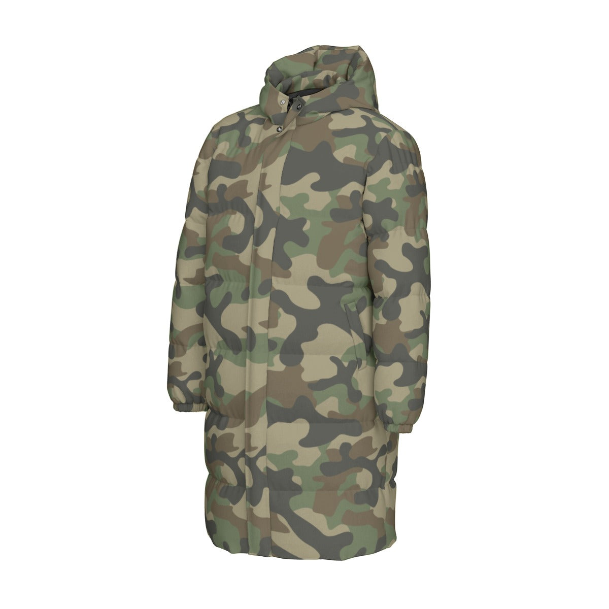 Long Puffer Coat | Unisex | Military Brown Camouflage