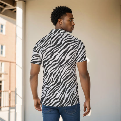 Men's Button-Up Shirt | Black & White Zebra Print