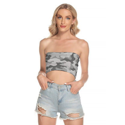 Gray Tube Top | Digital Camouflage Strapless