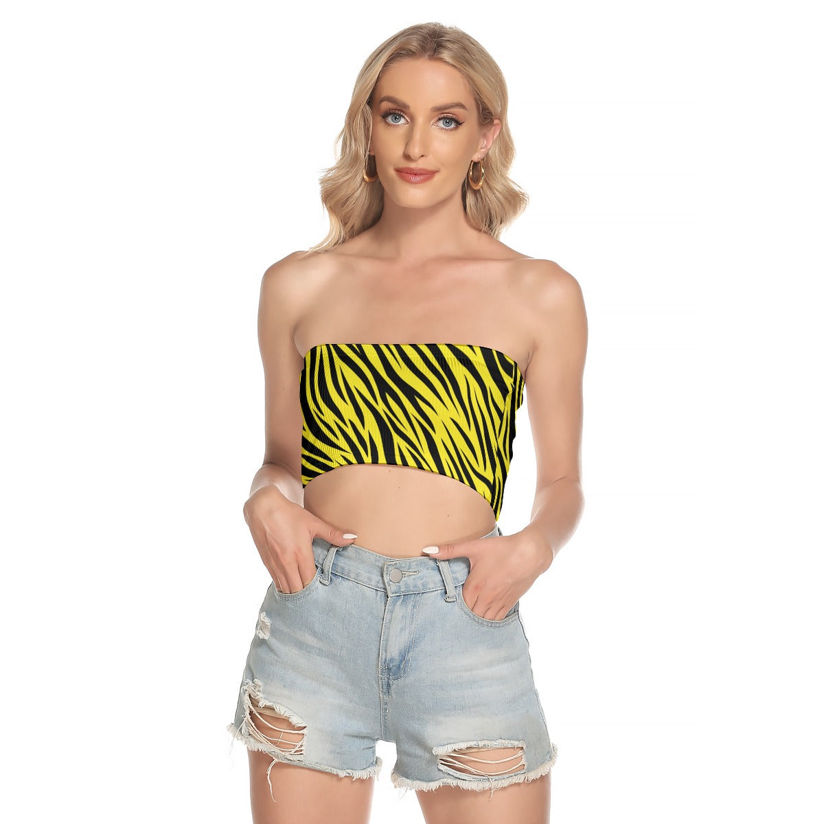 Zebra Tube Top | Yellow and Black Strapless Top