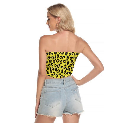 Tube Top | Yellow and Black Leopard Print Strapless