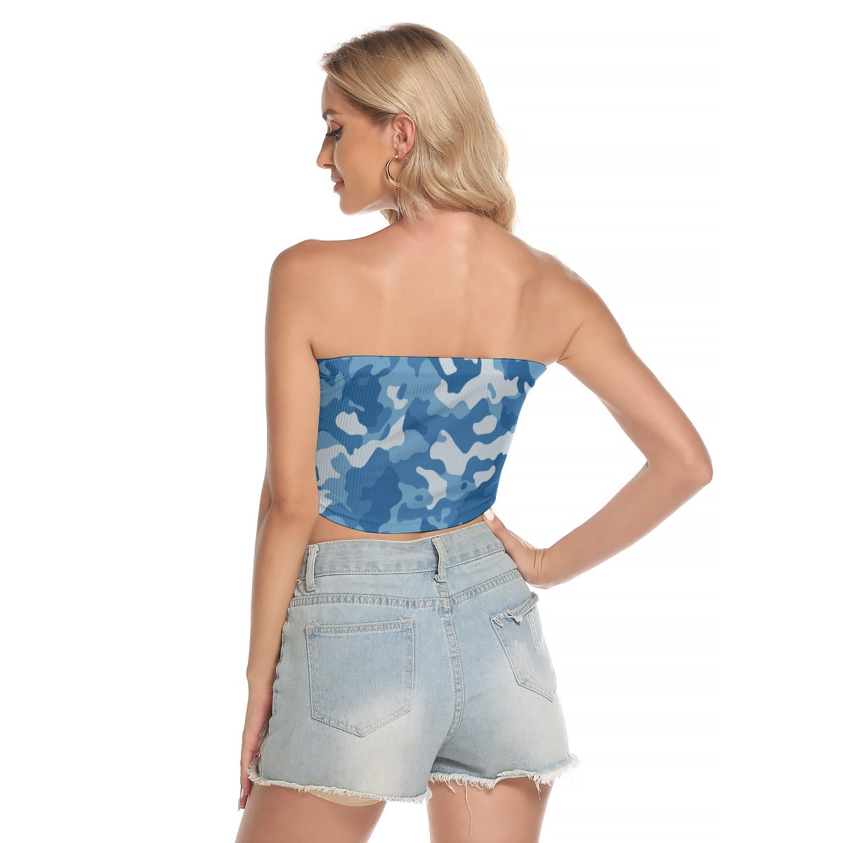 Tube Top | Military Blue Camo Strapless