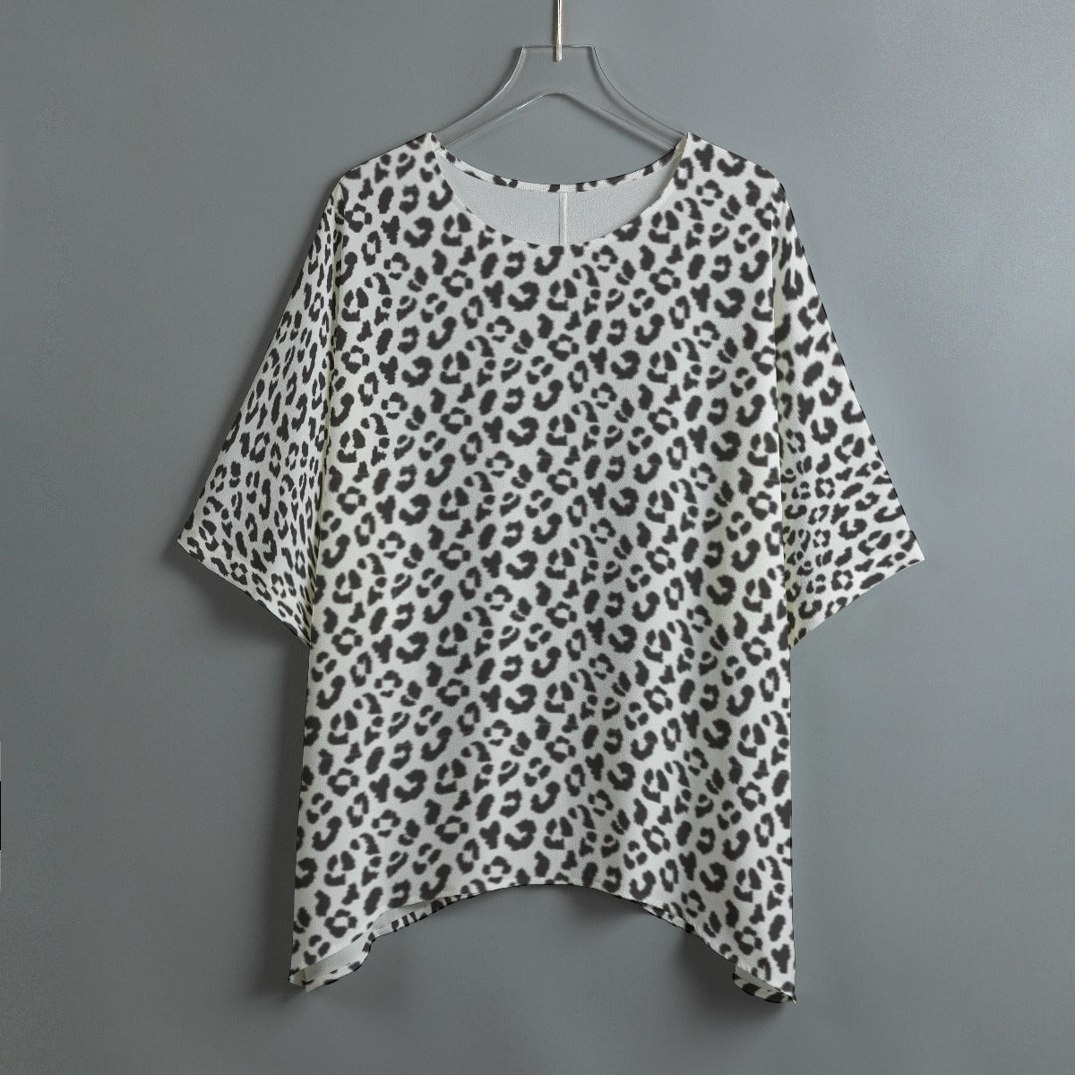 Bat Sleeve Shirt | Black and White Leopard Print