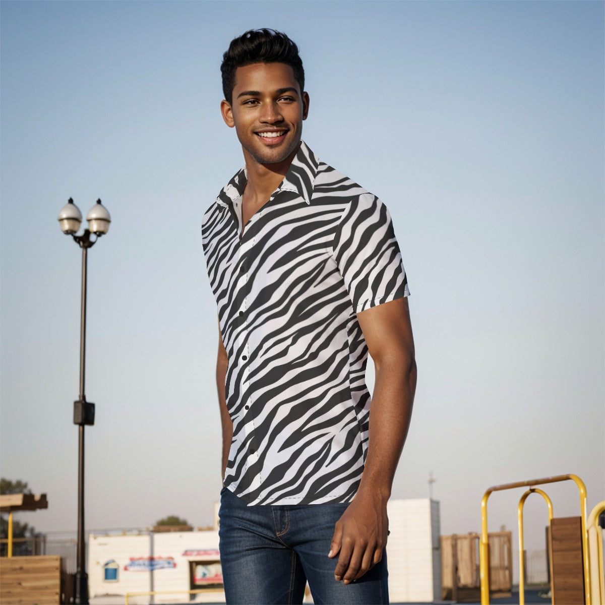 Men's Button-Up Shirt | Black & White Zebra Print