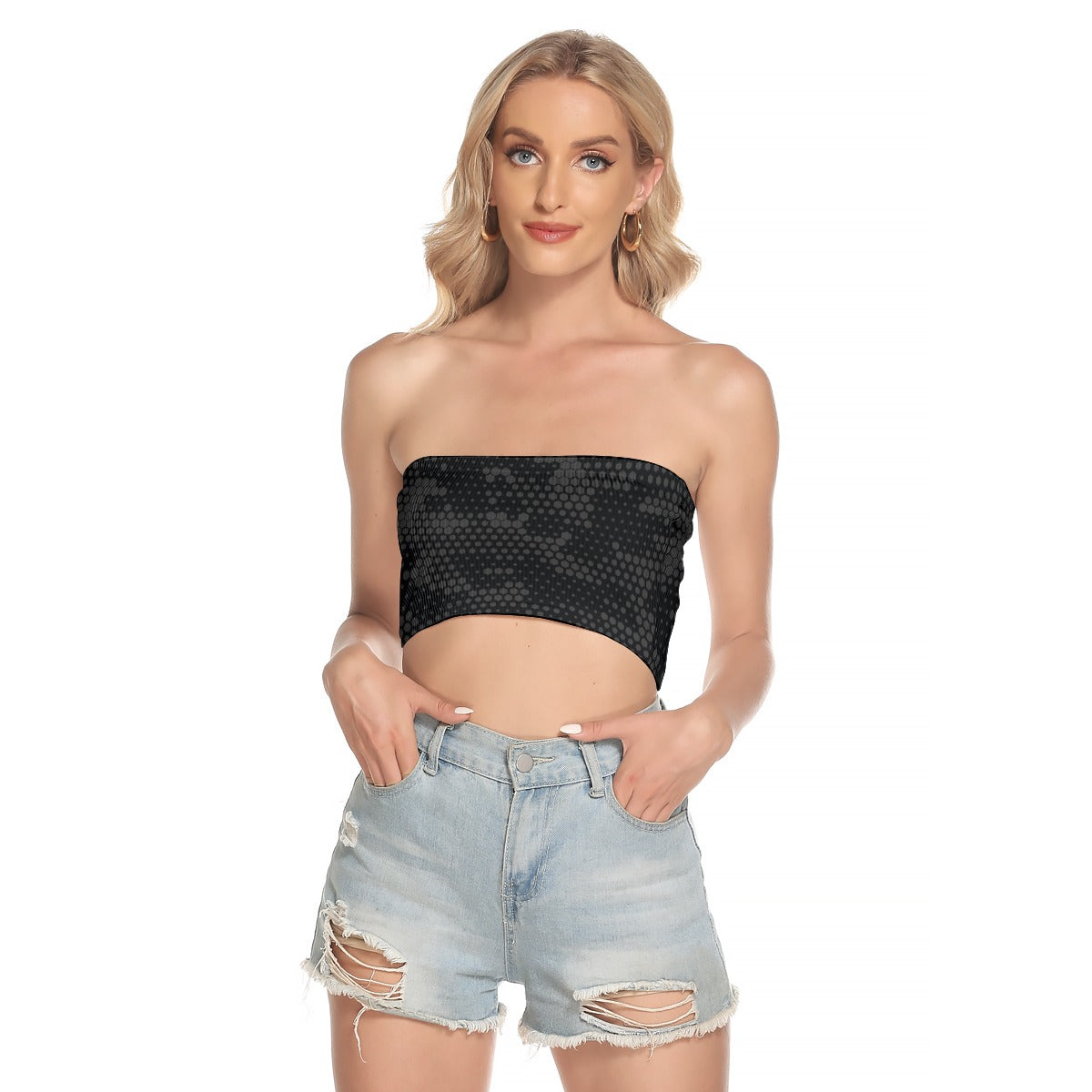 Black Tube Top | Stylish Hive Camouflage Strapless