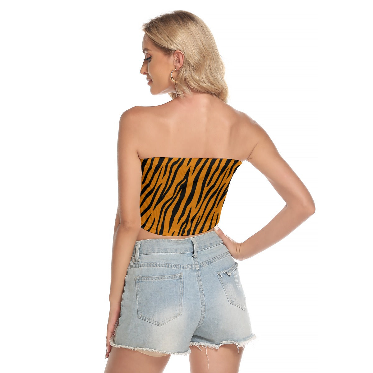 Tiger Tube Top | Orange and Black Strapless