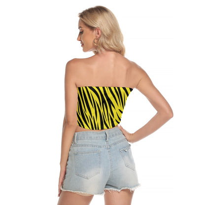 Zebra Tube Top | Yellow and Black Strapless Top