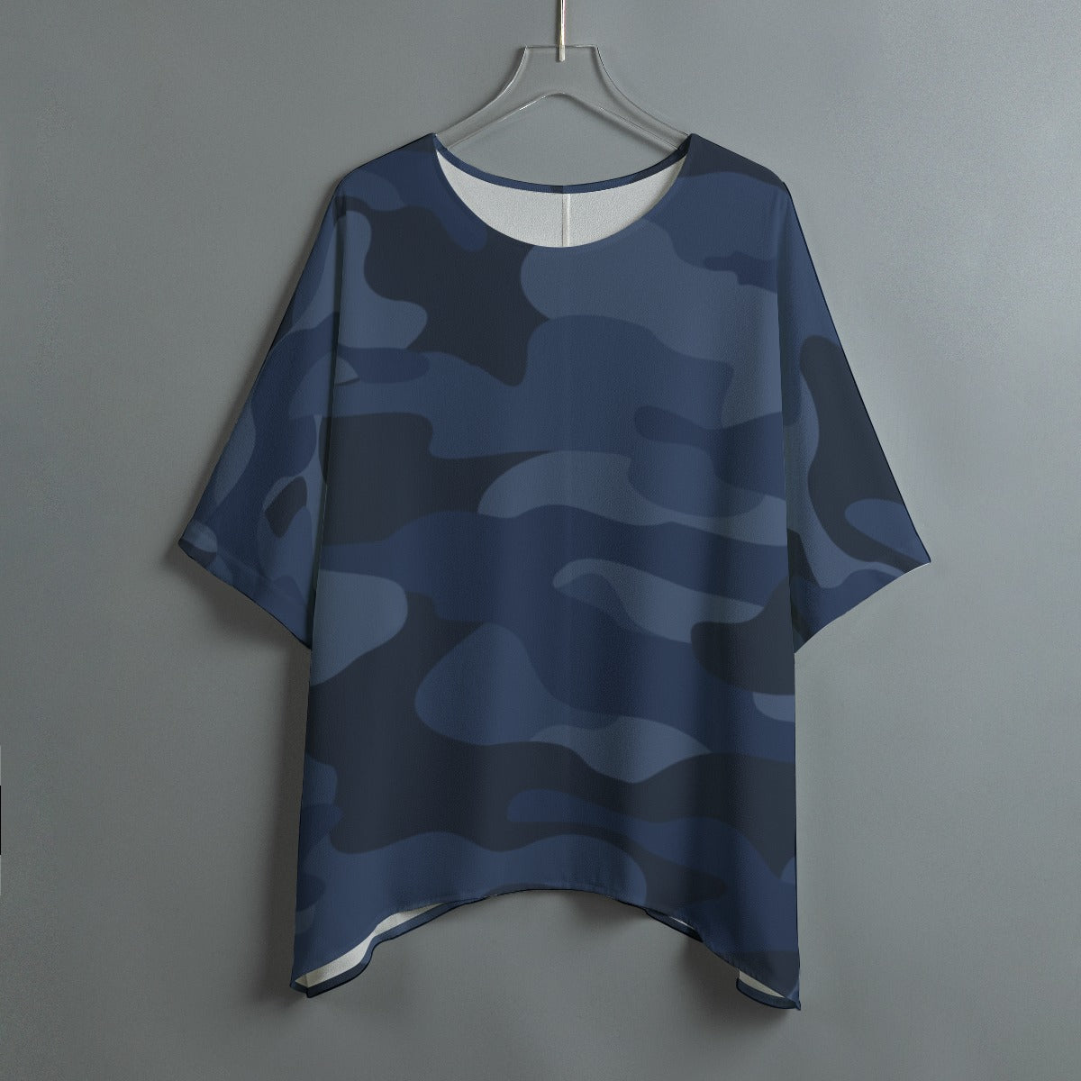 Bat Sleeve Shirt | Deep Blue Camo Print