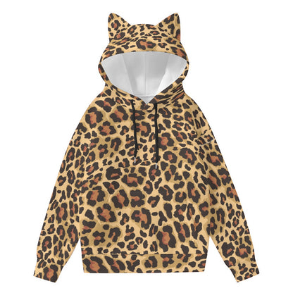 Leopard Hoodie With Cat's Ears | Brown and Black