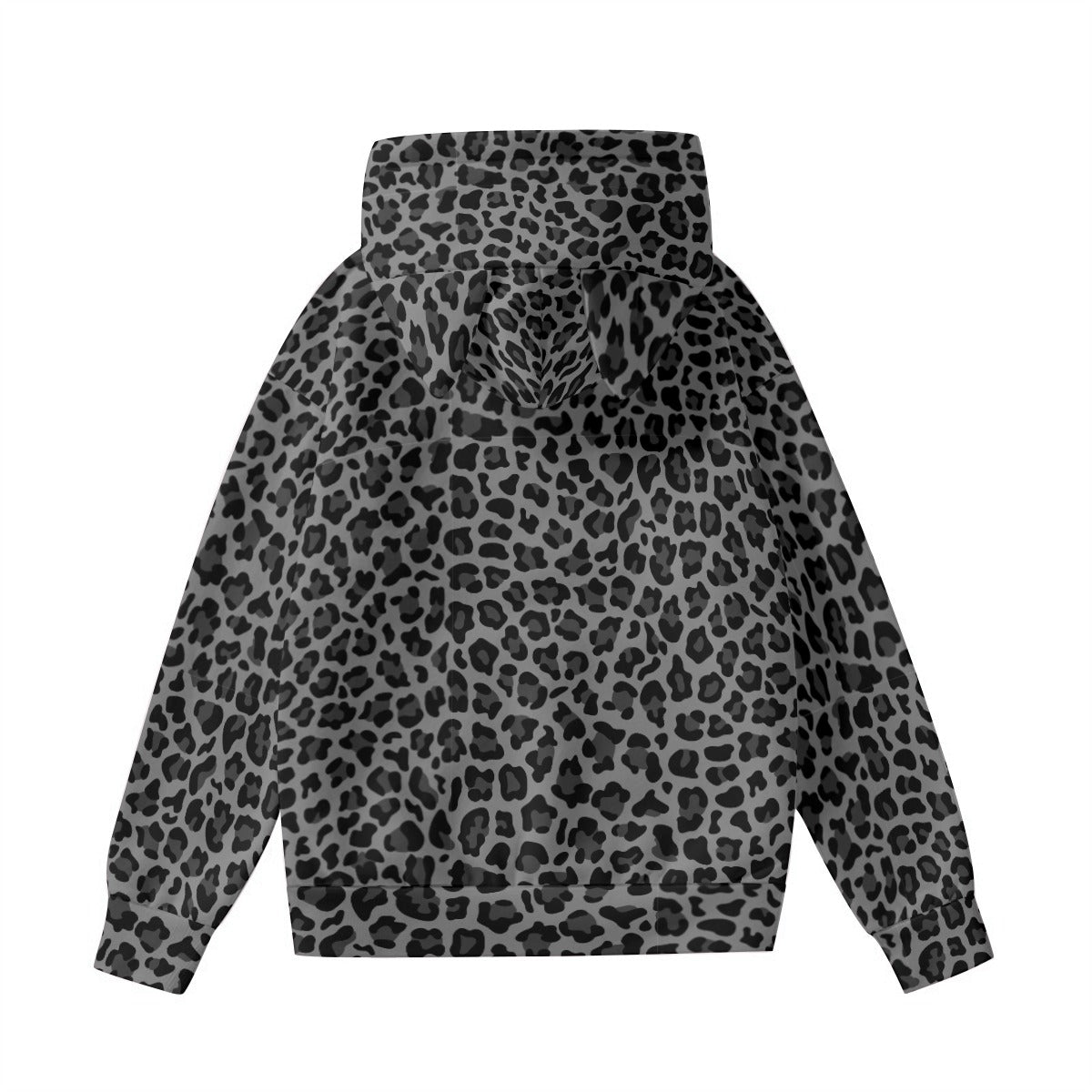 Leopard Hoodie With Cat's Ears | Gray and Black