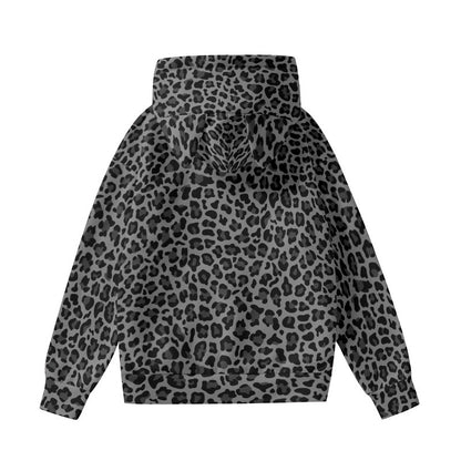 Leopard Hoodie With Cat's Ears | Gray and Black