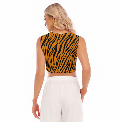 Tiger Crop Top | Orange Print | Sleeveless