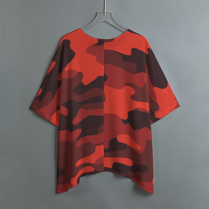 Bat Sleeve Shirt | Scarlet Red Camo Print