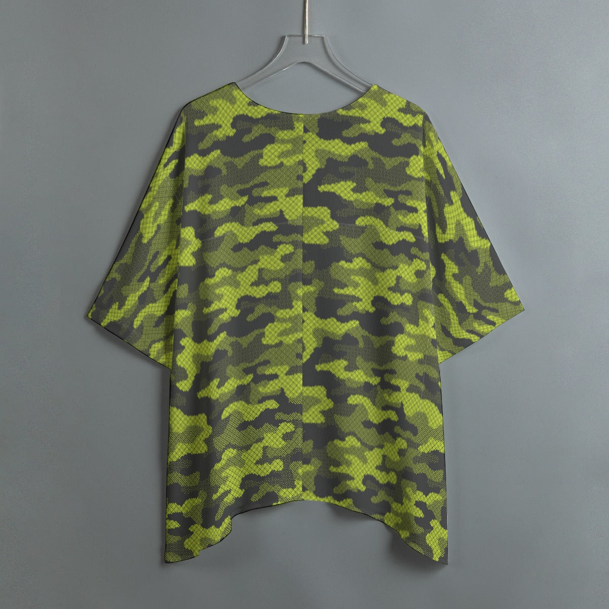 Bat Sleeve Shirt | Green Dotted Camo Print