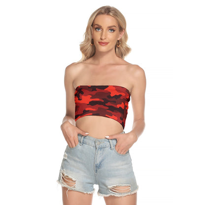 Red Tube Top | Pixel Camo Strapless