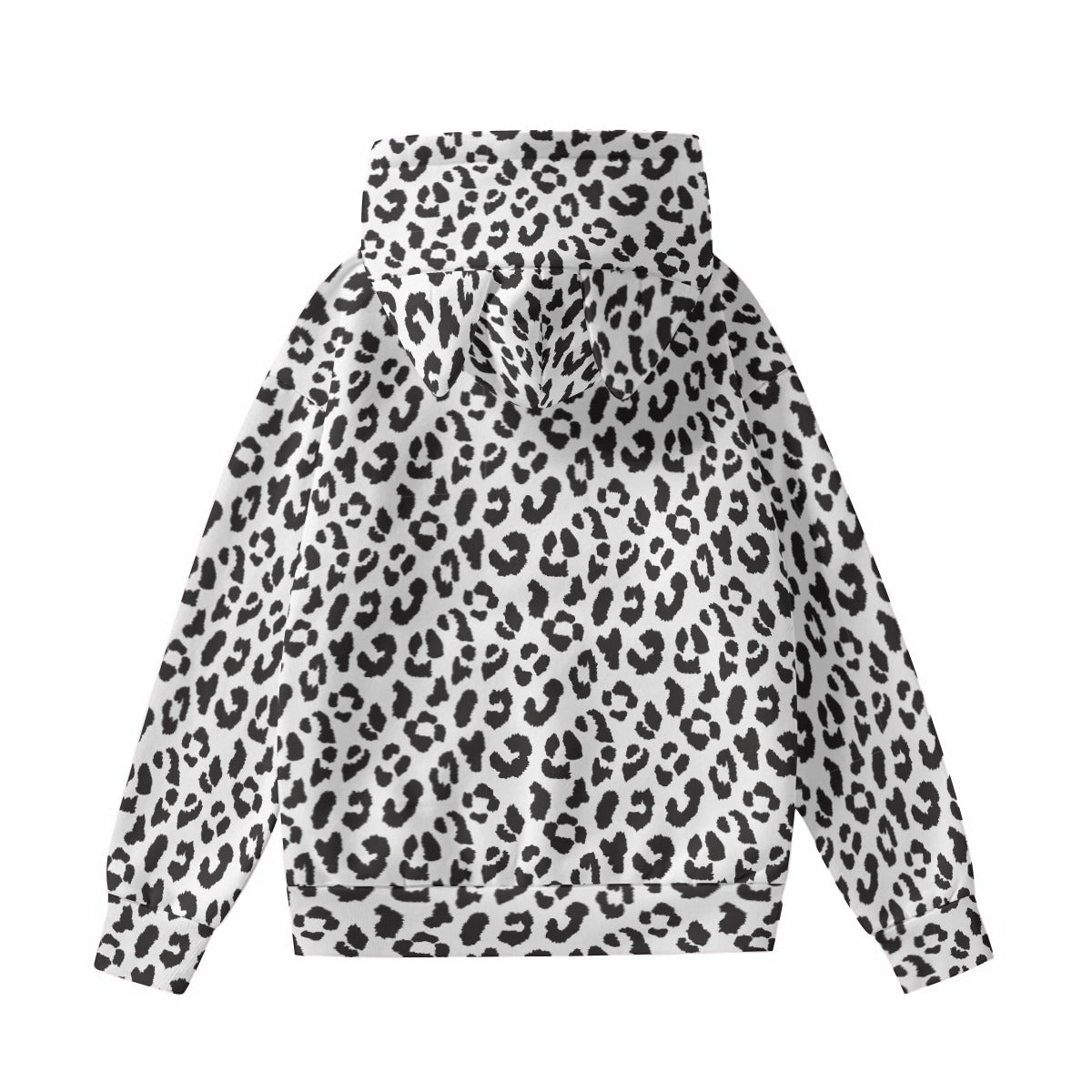 Leopard Hoodie With Cat's Ears | Black and White