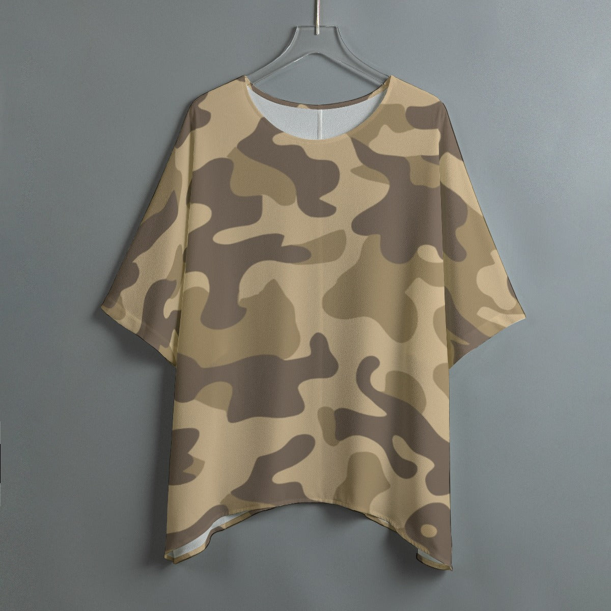 Bat Sleeve Shirt | Khaki Camo Print