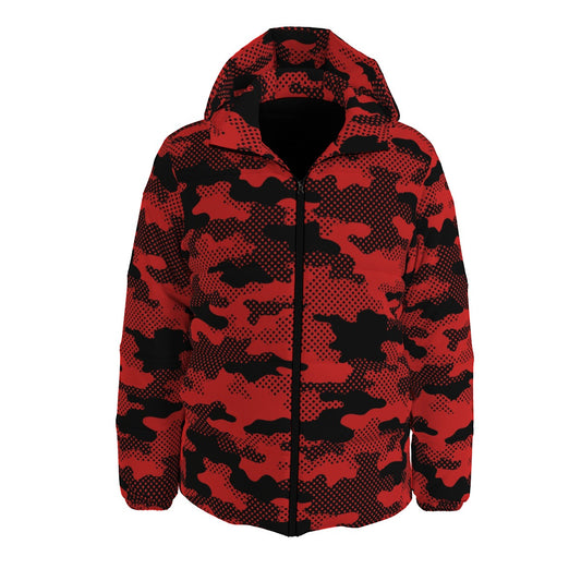 Red Camo Down Jacket | Pixel Camouflage Puffer