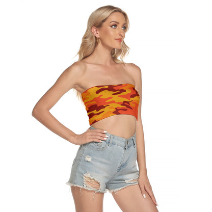 Tube Top | Orange and Red Camo Strapless