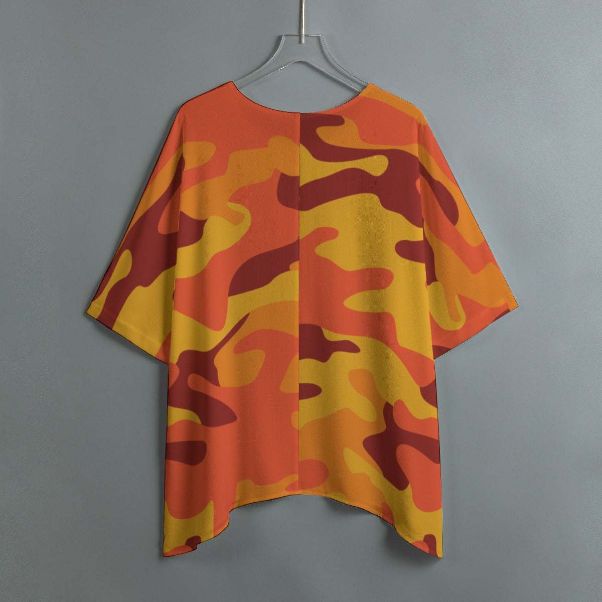 Bat Sleeve Shirt | Orange and Red Camo Print