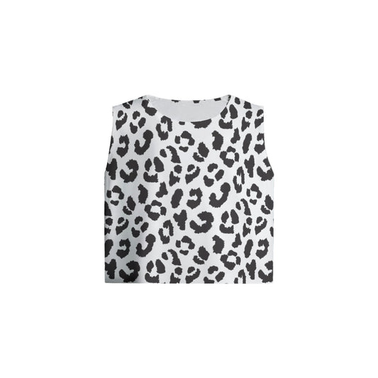 Women's Sleeveless T-Shirt | Black & White Leopard