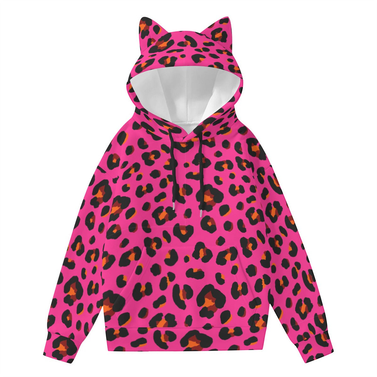 Hoodie With Cat's Ears | Pink, Orange and Black