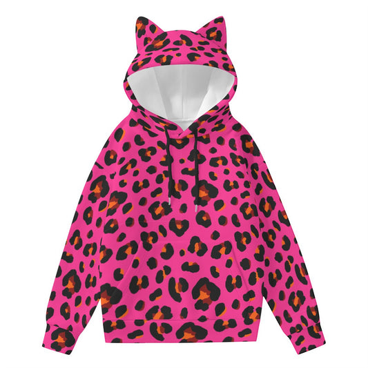 Hoodie With Cat's Ears | Pink, Orange and Black