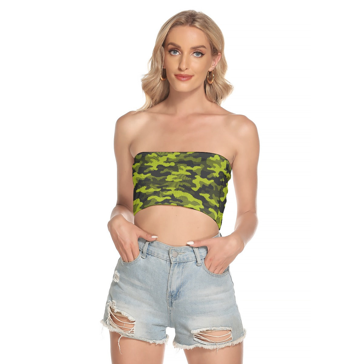 Tube Top | Dotted Green Camo Strapless