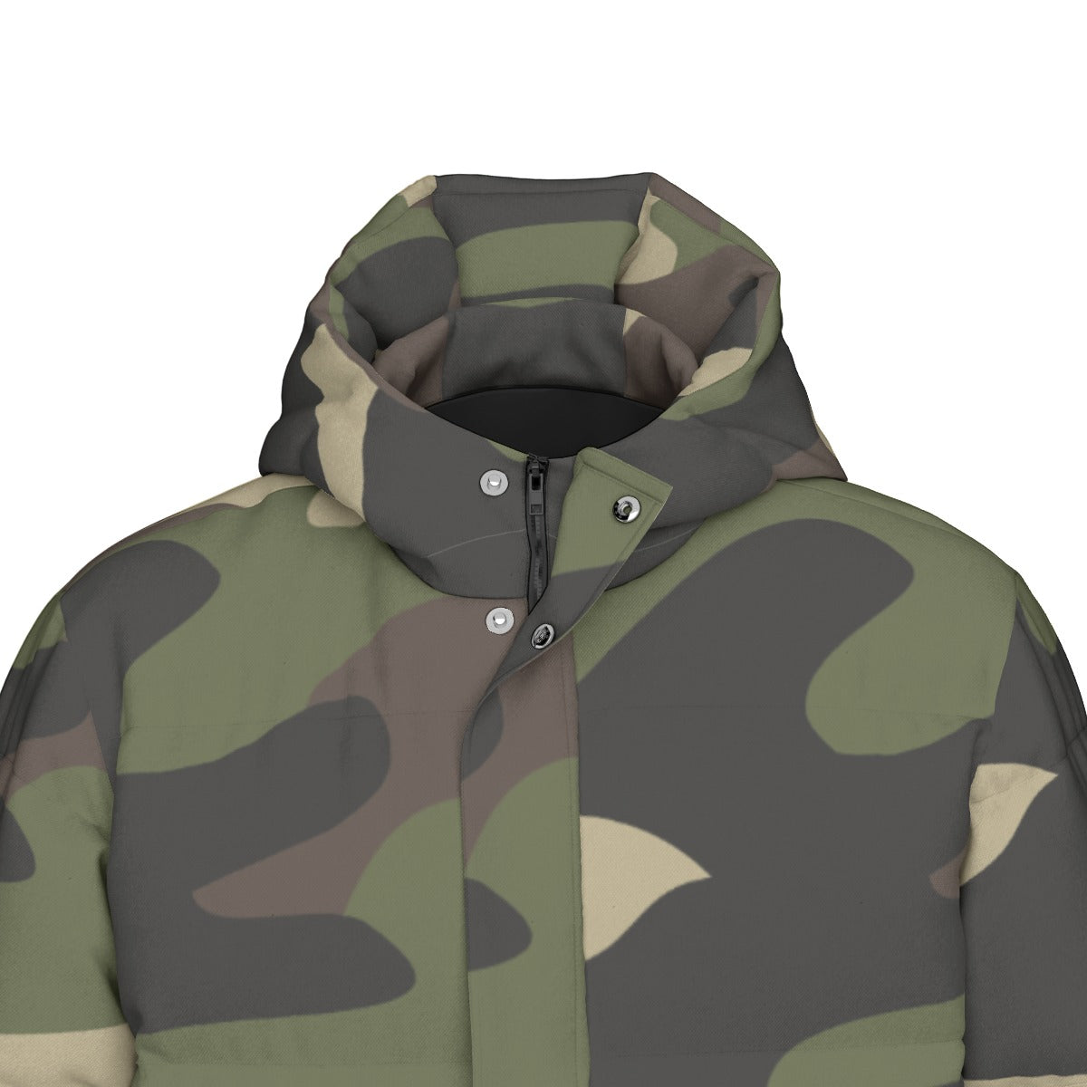 Long Puffer Coat | Unisex | Classic Green Camouflage