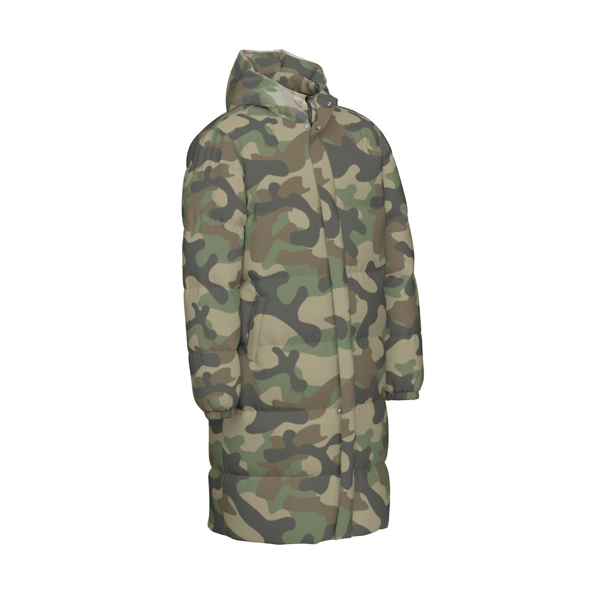 Long Puffer Coat | Unisex | Military Brown Camouflage