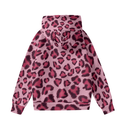 Leopard Hoodie With Cat's Ears | Pink, Cherry and Black