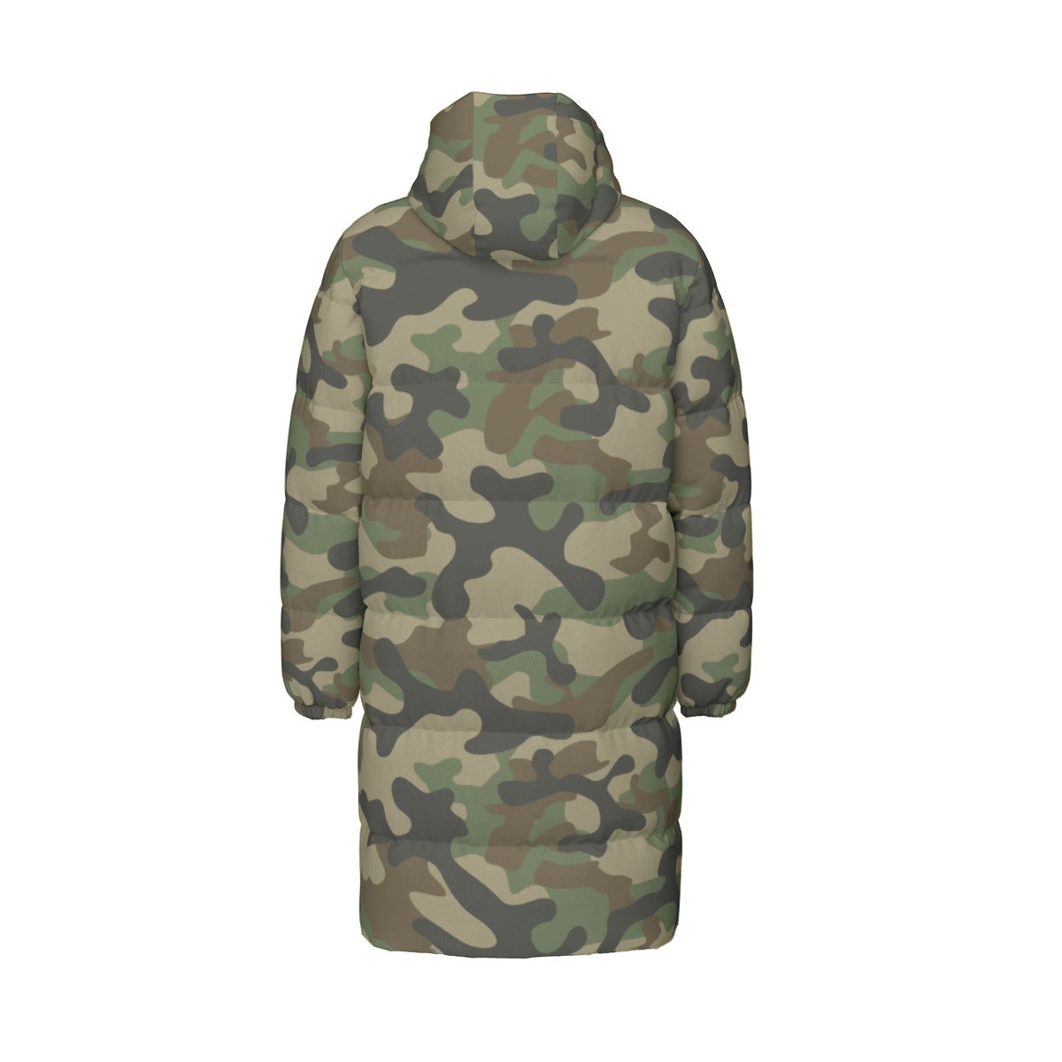 Long Puffer Coat | Unisex | Military Brown Camouflage