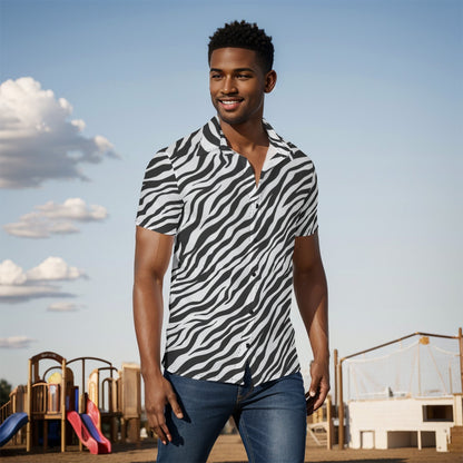 Men's Button-Up Shirt | Black & White Zebra Print