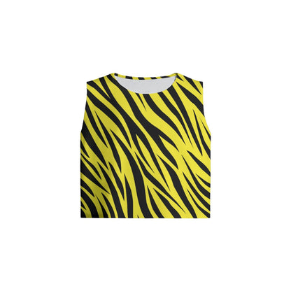 Women's Sleeveless T-Shirt | Yellow Zebra Print