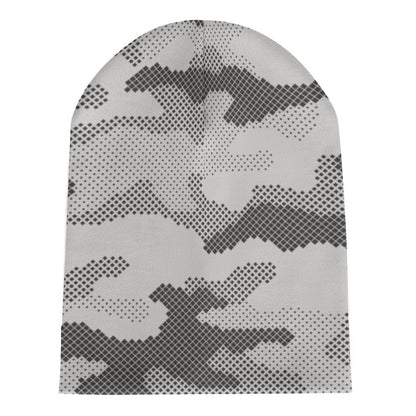 Camo Beanie | Black & White Digital Dotted Camouflage