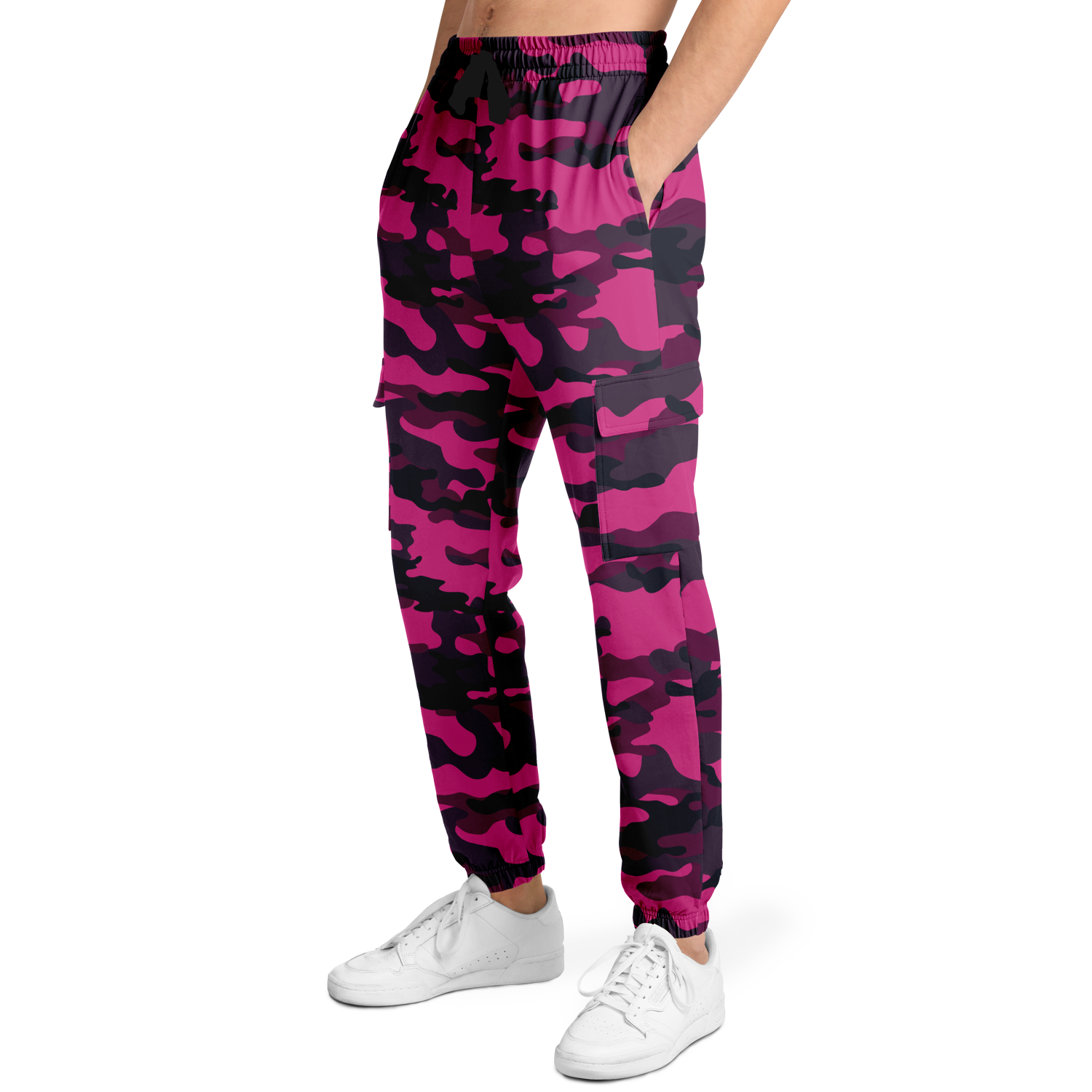 Pink Camo Cargo Pants | Onyx & Deep Blue Mixed Camouflage